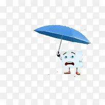 冰块卡通人物打伞