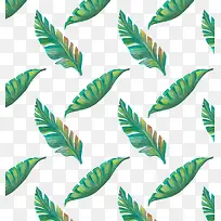 手绘绿色热带树叶花纹