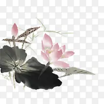 水墨风格创意合成荷花造型