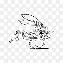 哭泣逃跑的兔子卡通