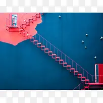 粉色楼梯墙面海报背景