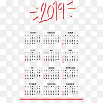 卡通2019日历模板