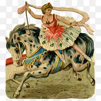 油画女人骑马