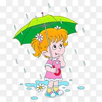 雨中打伞的女孩