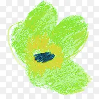 手绘绿色蜡笔小花