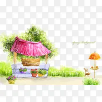 卡通手绘户外风景
