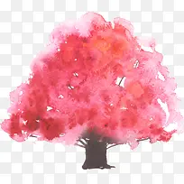 卡通绘画粉红色的树木樱花树