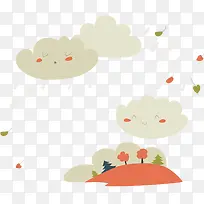 卡通刮大风矢量图