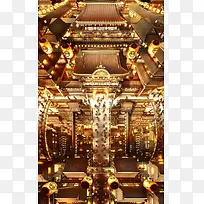 繁华古代城市夜晚灯光光效高清