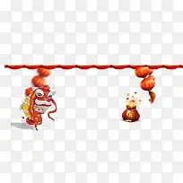 春节灯笼钱袋元素