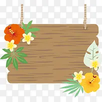 春季美丽花朵木牌