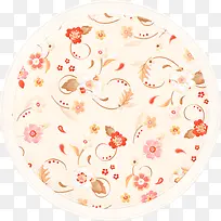 卡通手绘花纹圆形花盘