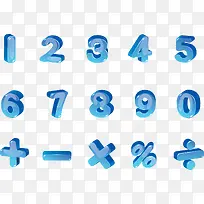 3D蓝色运算符号数字