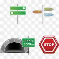 矢量手绘路标指示牌