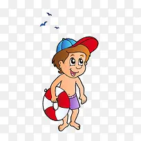 海边的小男孩卡通