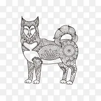 狼线性绘画