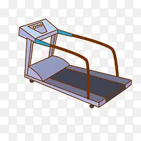 紫色线条卡通跑步机