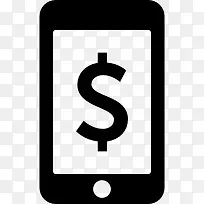 美元符号在平板电脑或手机屏幕图标