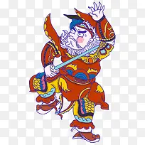 新年中国风装饰门神插画素材
