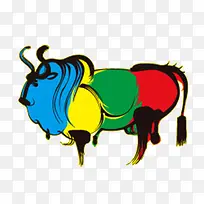 彩色抽象牦牛