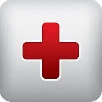 红色十字白色正方形图标