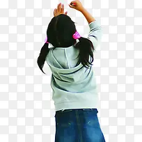 可爱写字小女孩背影