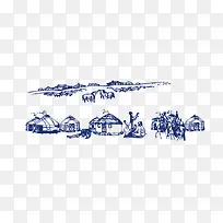 线描蒙古草原