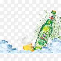 产品实物冰镇青岛啤酒