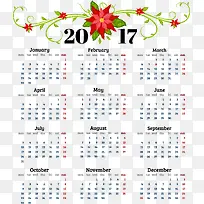 花卉2017年日历设计矢量素材