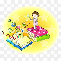 小女孩学英语