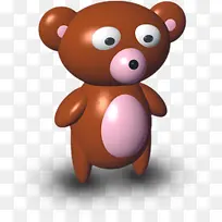 棕色小熊3D卡通小动物PNG图标