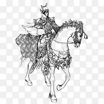 古代将军骑马手绘图