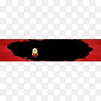 电商红色裂纹促销小黄人背景banner