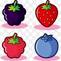 矢量卡通莓类水果