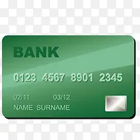 矢量绿色银行卡银联卡