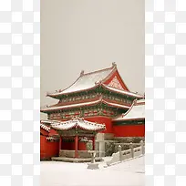灰色天空故宫雪景