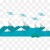 卡通扁平化雪山