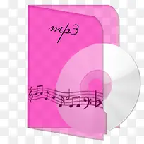 粉红透明文件夹图标MP3