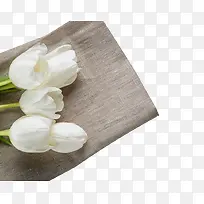 麻布上的白色花卉