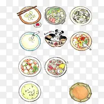 中国特色小吃手绘画素材图片