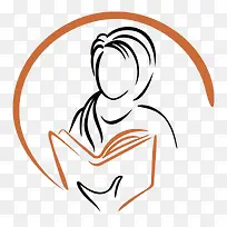 看书的女生书店logo