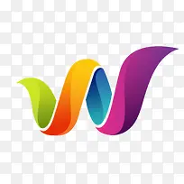 W型彩色logo设计