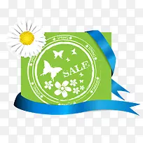 边框飘带个性销售标牌矢量素材