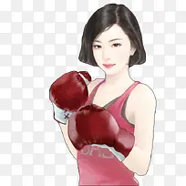 手绘拳套短发女子