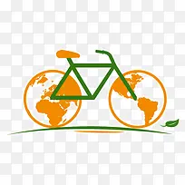 自行车地球创意绿色之行健康理念