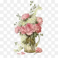 花瓶里的粉色花朵