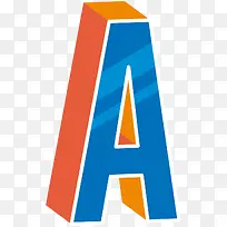 蓝色现代感立体英文字母A