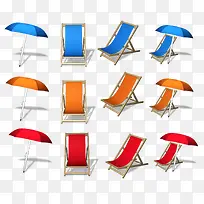 太阳伞和沙滩椅高精