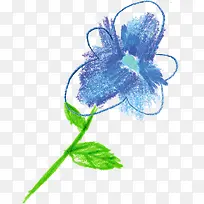 蓝色蜡笔创意花朵