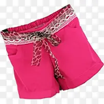 粉色时尚豹纹腰带短裤